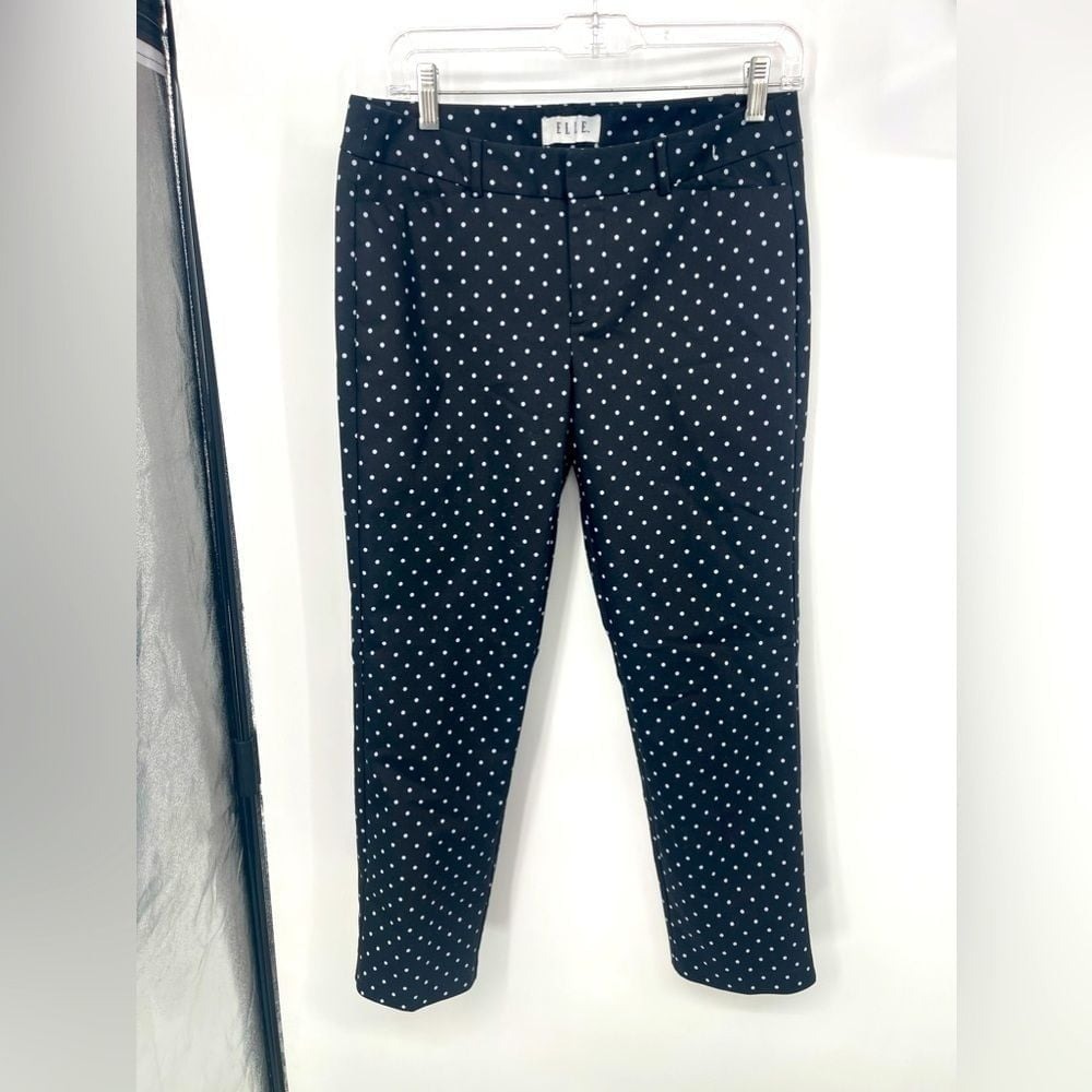 Elle black and white polkadot women's pants size 4
